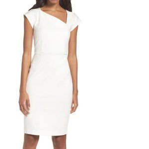 French Connection | Women's Dress White Ivory Asymmetric Sheath